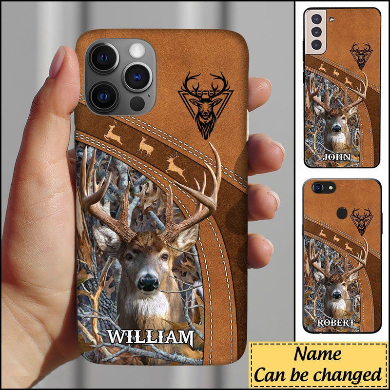 Deer hunting Leather Pattern Personalized Phone case