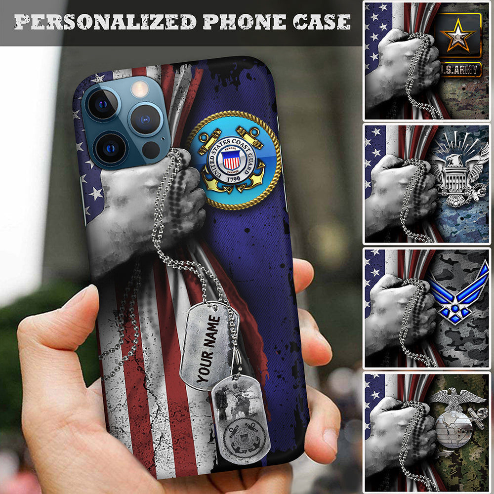 Personalized US Navy Glass Phone Case Gift For Veteran