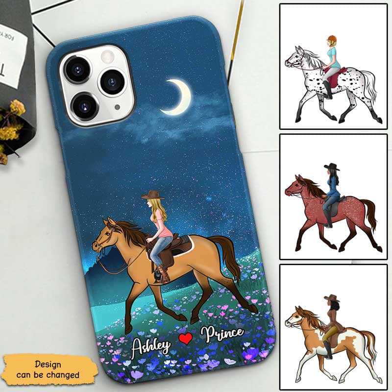 Girl Loves Horse Personalized Phone Case