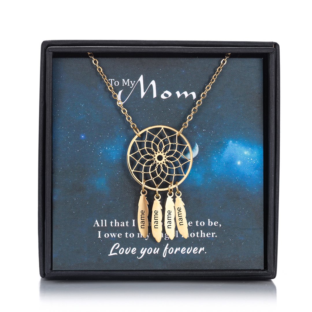 Mother's Day Gift Personalized Dream Catcher Necklace with Engraving Names