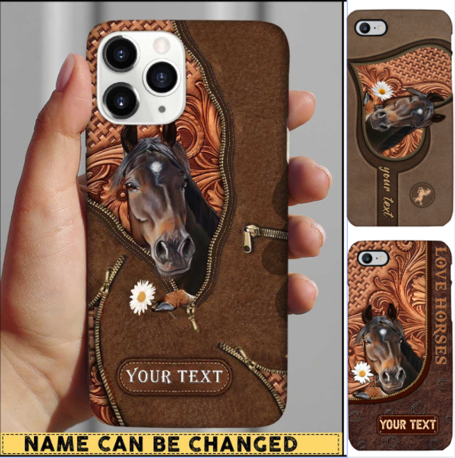 Horse Love And Flower Glass Personalized Phone Case