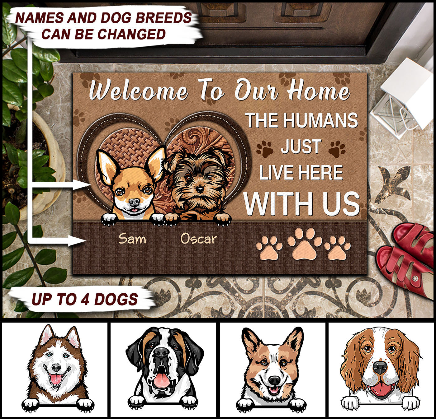 Dog Welcome Personalized Doormat - DM002PS08