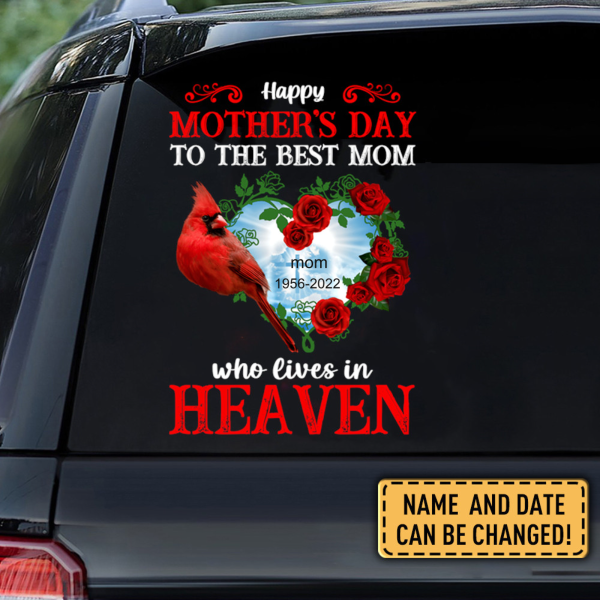 Happy Mother's Day To The Best Mom In Heaven Personalized Memorial decal