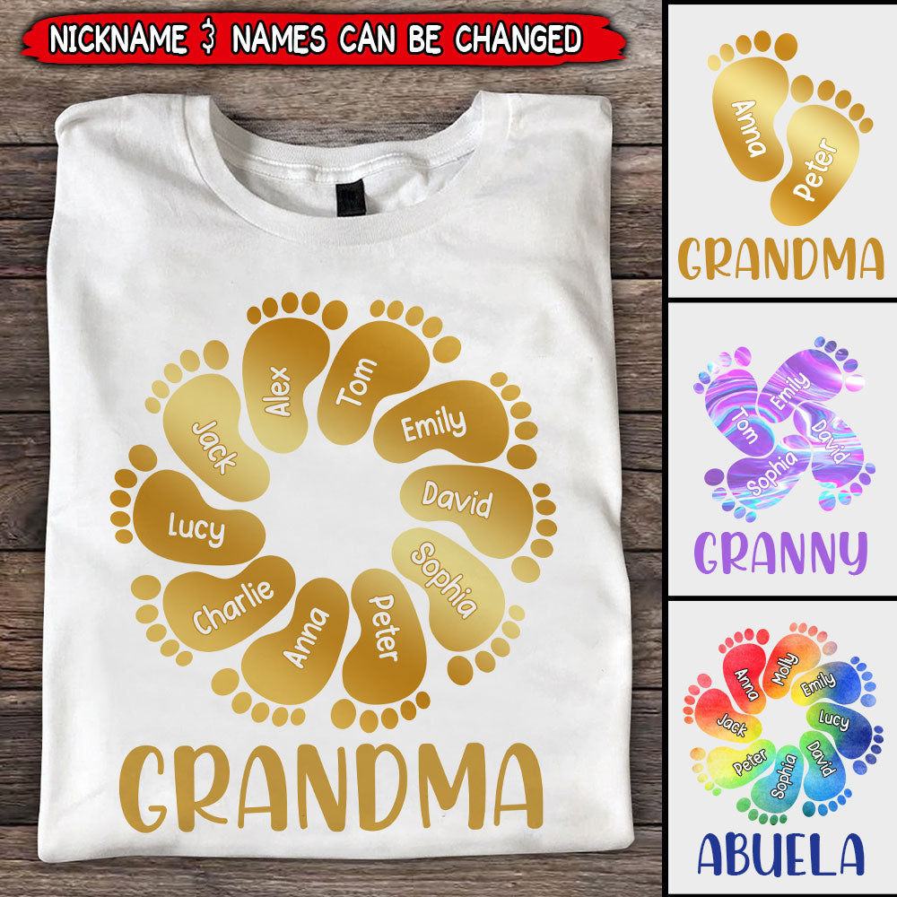 Personalized Grandma Mom Footprints Color Grandkids Shirt NVL16APR22TP1