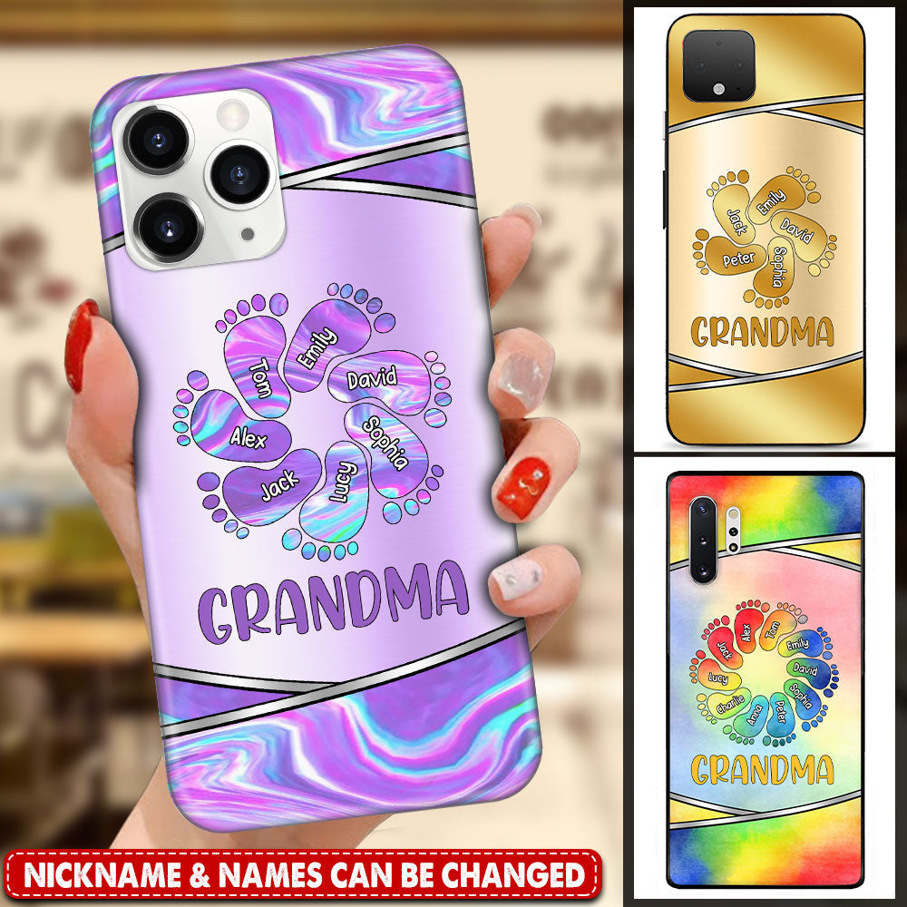 Personalized Grandma Mom Footprints Color Grandkids Phone case
