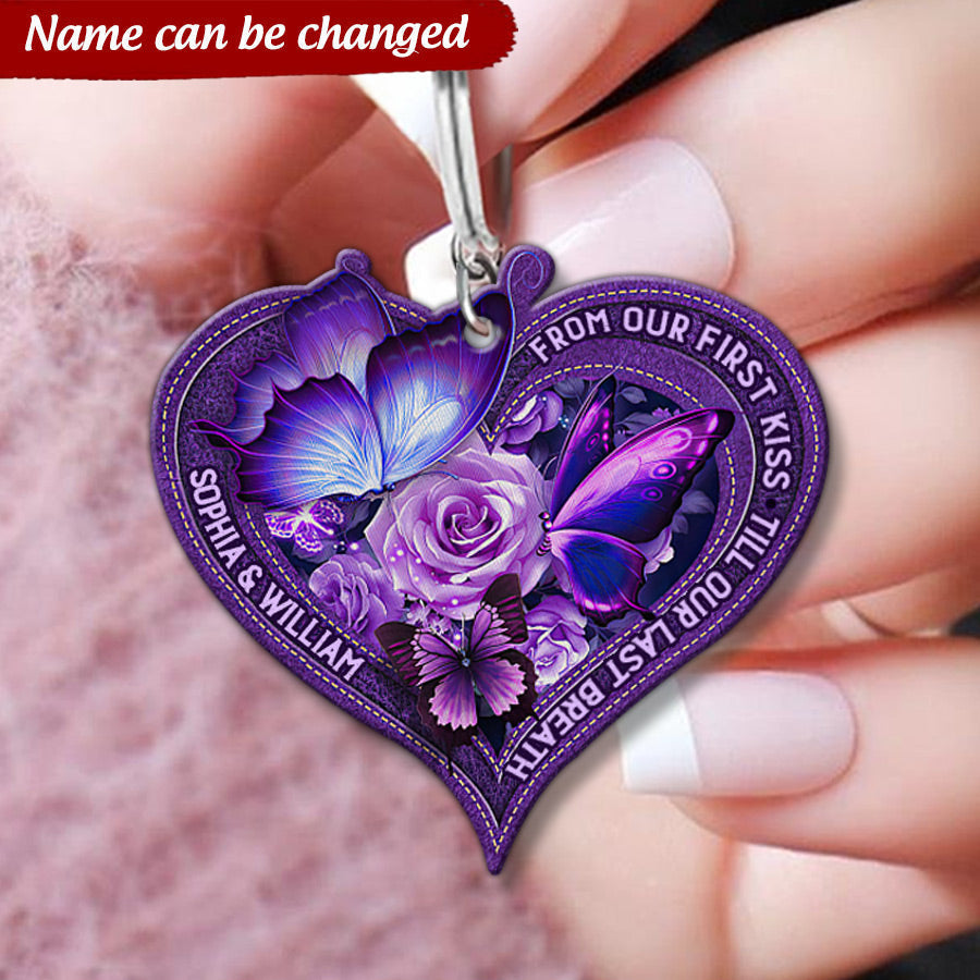 From Our First Kiss Till Our Last Breath Butterfly Couple Personalized Keychain