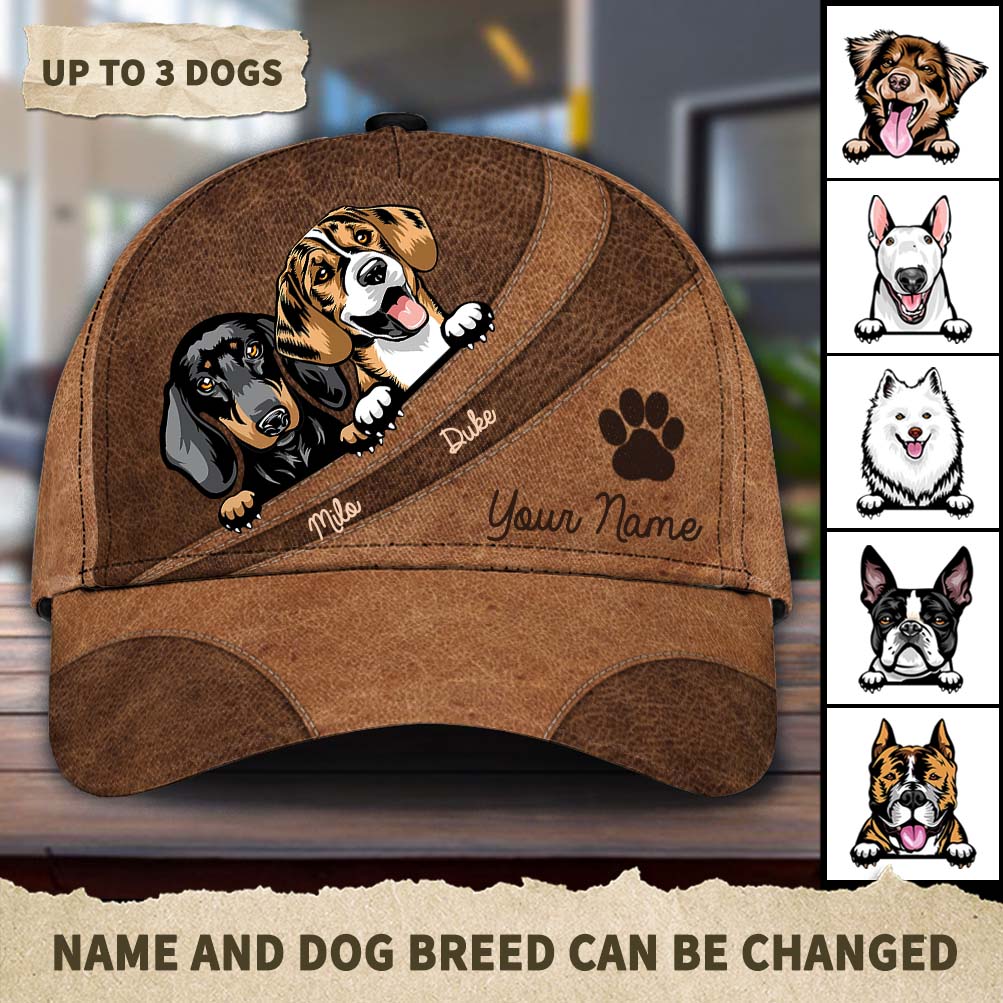 Dog Brown Curves And Paw Personalized Classic Cap - CP035PS07