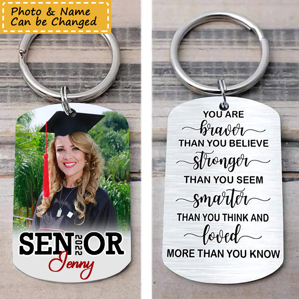 Personalized Graduation Keychain-You’re Braver Than You Believe Senior Keychain 2022