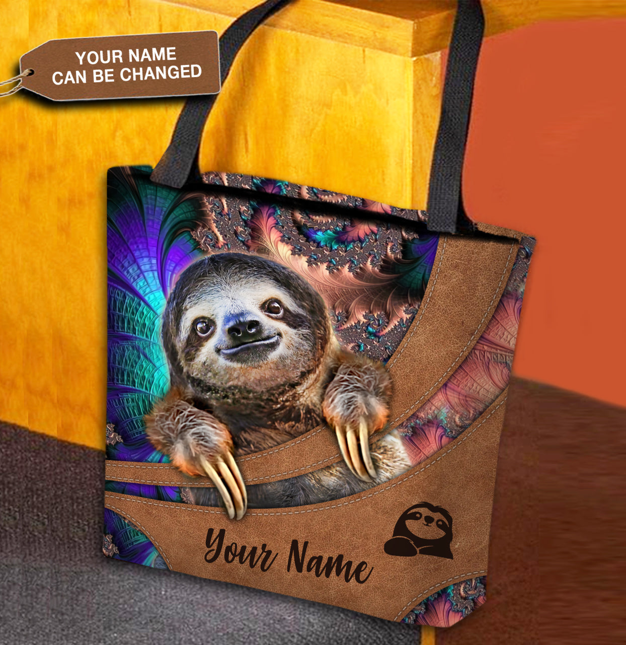 Personalized Sloth All Over Tote Bag