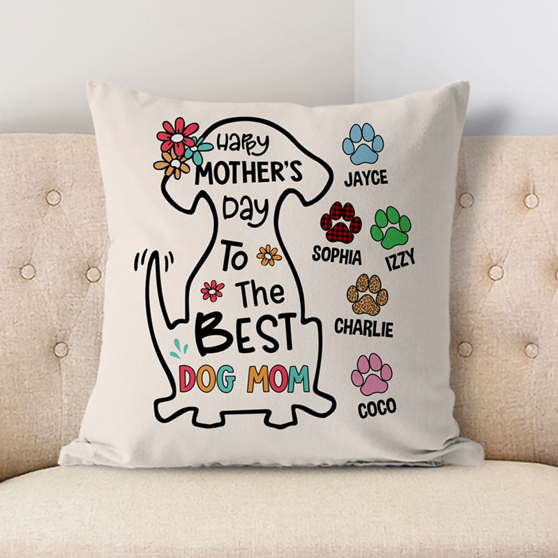 Personalized Happy Mother's Day Best Dog Mom Pillowcase